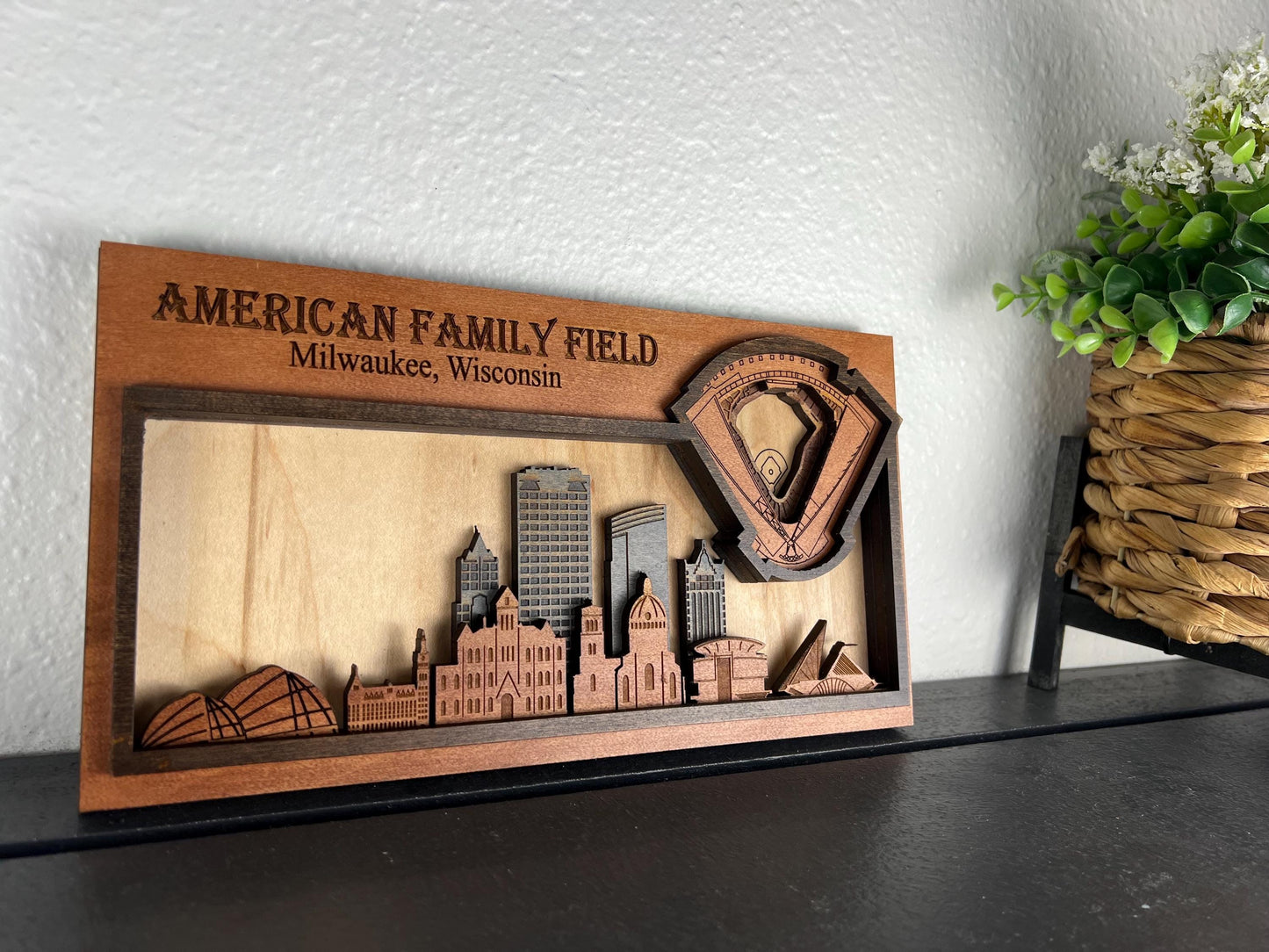 American Family Field Wall Art | 3D Milwaukee Baseball Stadium Wood Sign | Personalized Brewers Fan Gift