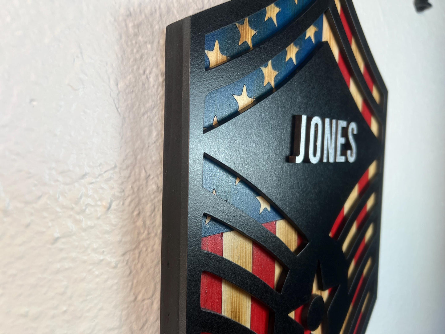 Personalized Senior Master Sergeant Wood Art | Layered American Flag Promotion Gift