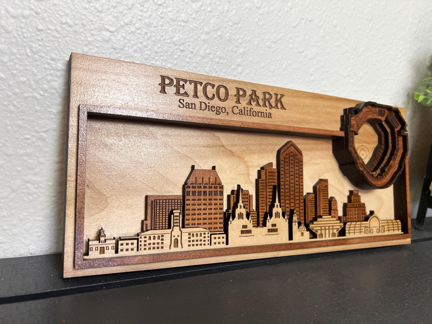 Petco Park San Diego Stadium and Skyline Layered Wood Wall Art