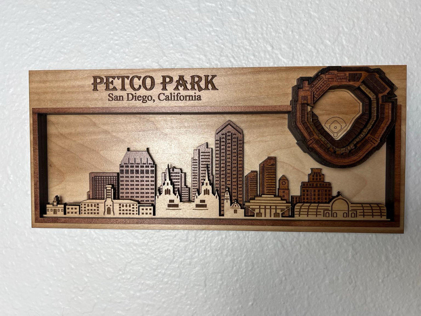 Petco Park San Diego Stadium and Skyline Layered Wood Wall Art