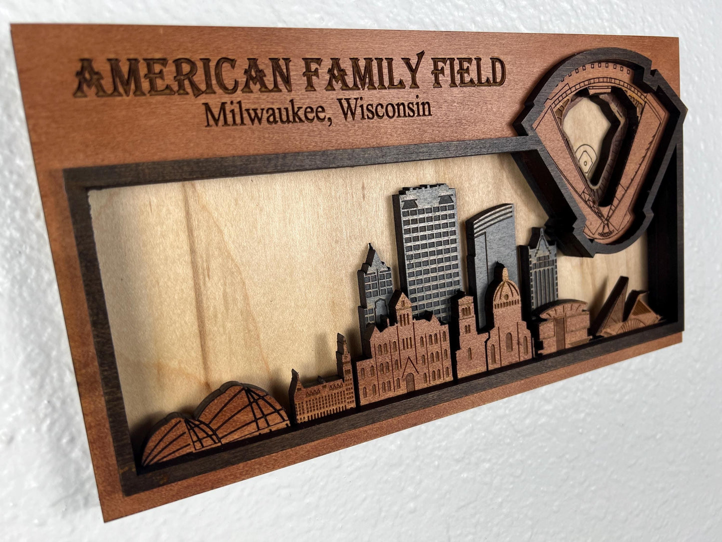American Family Field Wall Art | 3D Milwaukee Baseball Stadium Wood Sign | Personalized Brewers Fan Gift