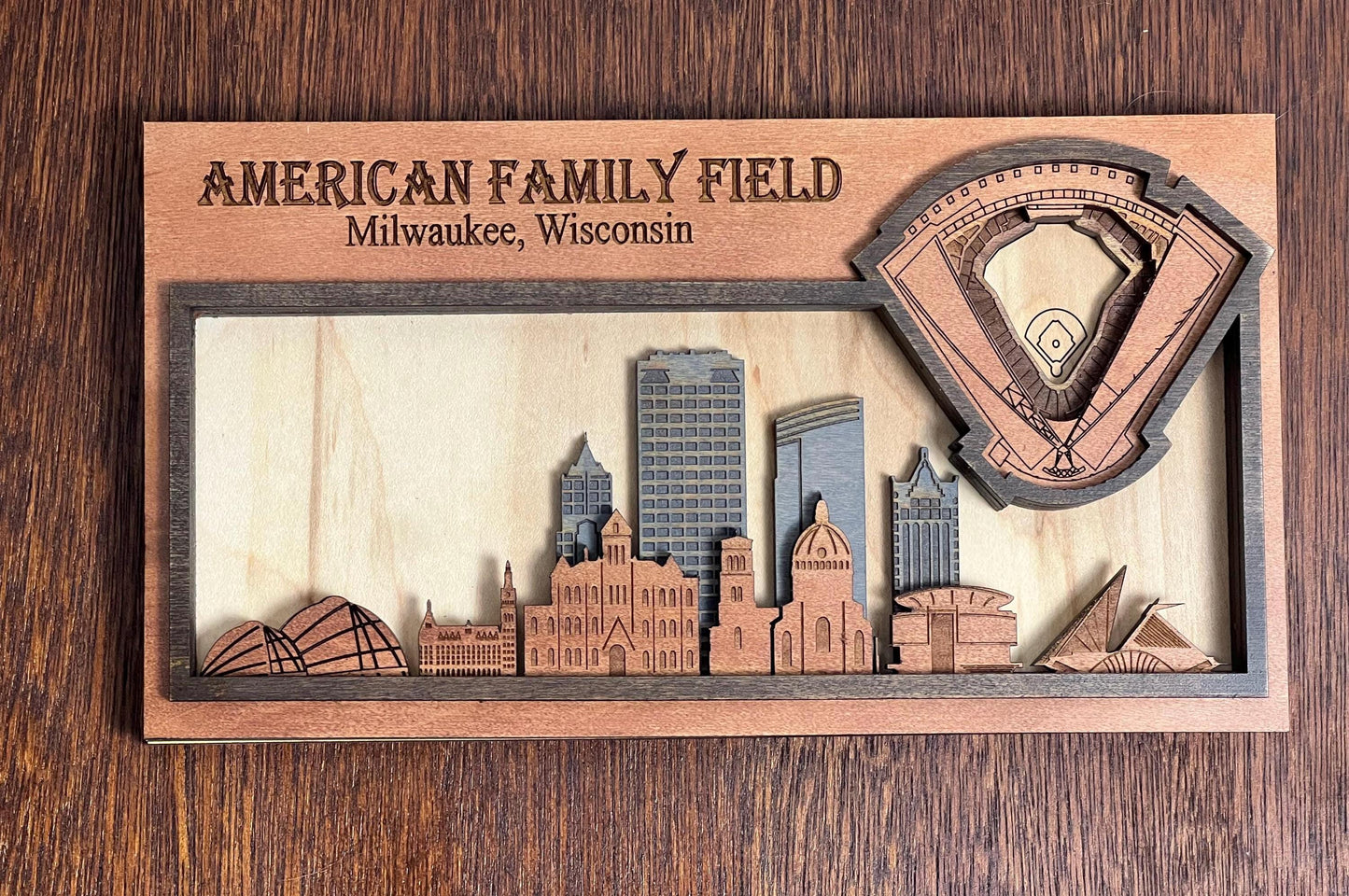 American Family Field Wall Art | 3D Milwaukee Baseball Stadium Wood Sign | Personalized Brewers Fan Gift