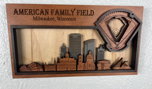 American Family Field Wall Art | 3D Milwaukee Baseball Stadium Wood Sign | Personalized Brewers Fan Gift