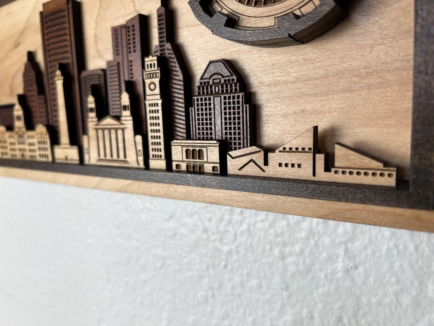 Camden Yards Baltimore Stadium and Skyline Layered Wood Wall Art