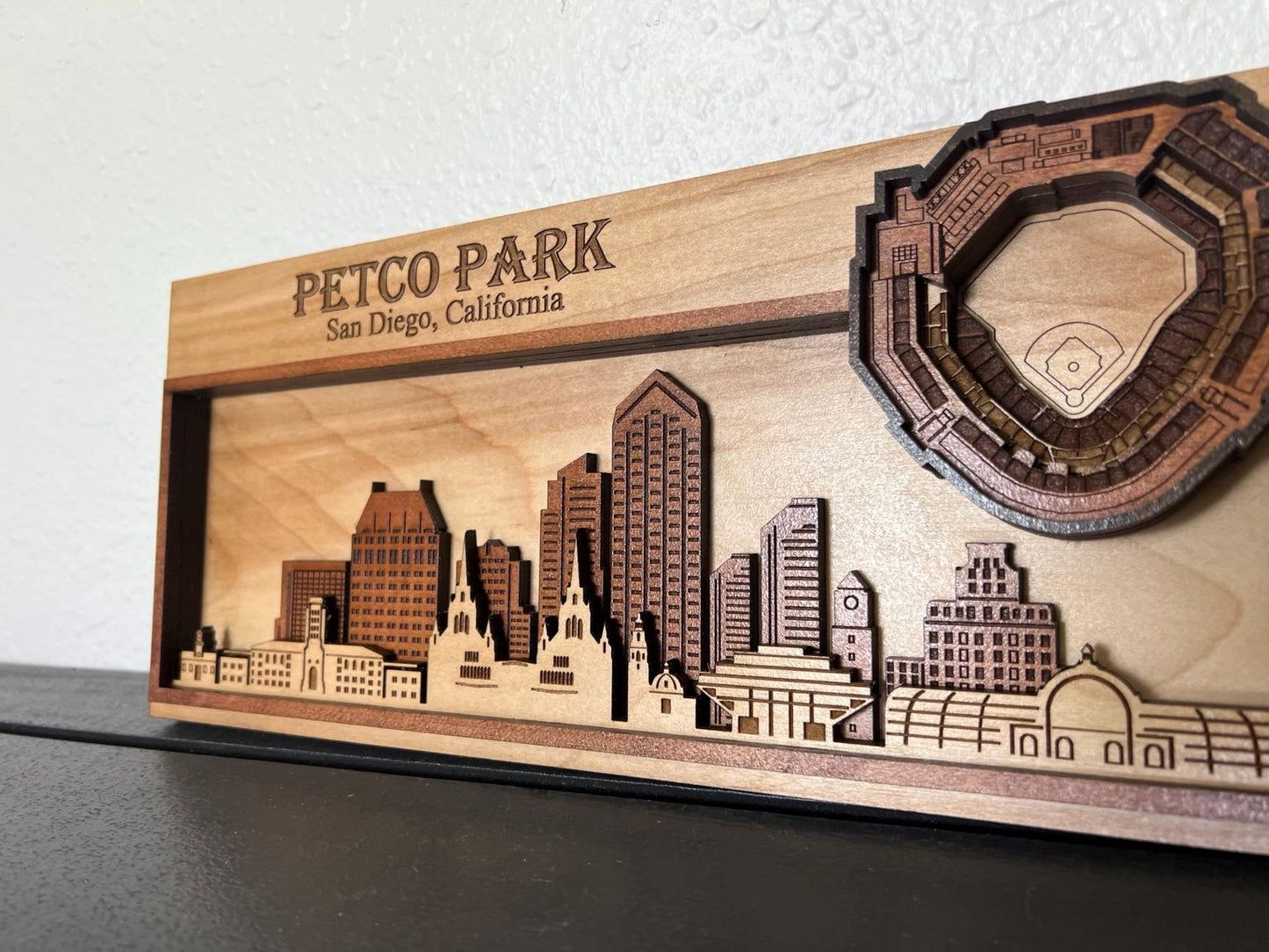 Petco Park San Diego Stadium and Skyline Layered Wood Wall Art